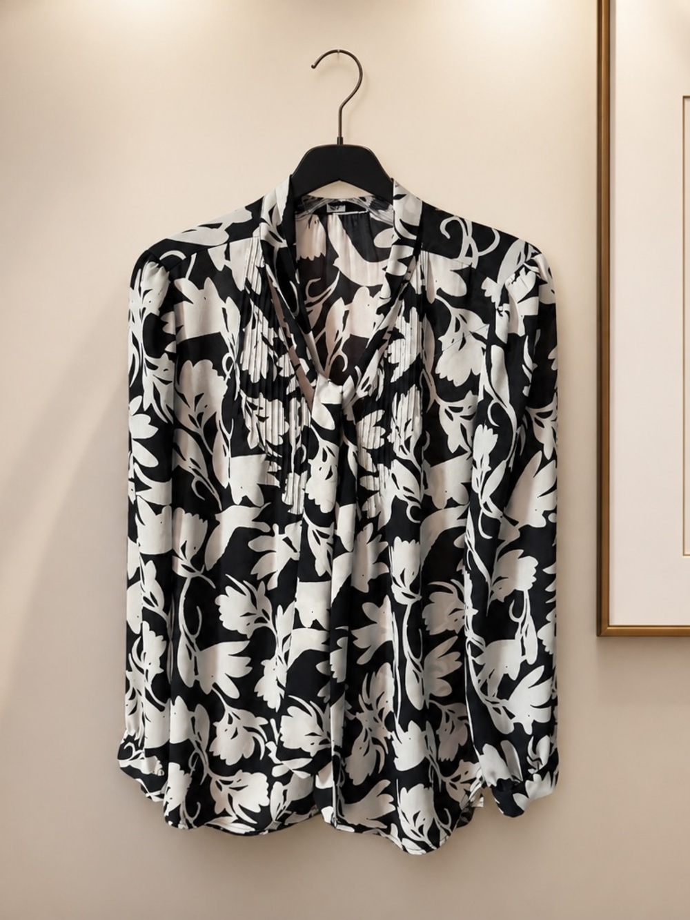 J. Crew Black and White Floral Button-Down Blouse